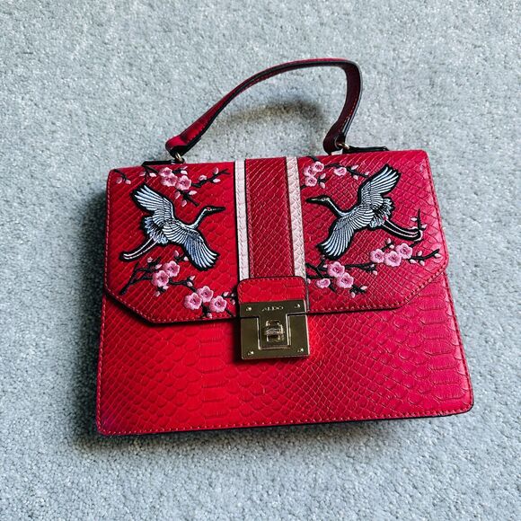 ALDO Red Pink Bird Clutch Crossbody Bag - Picture 2 of 10